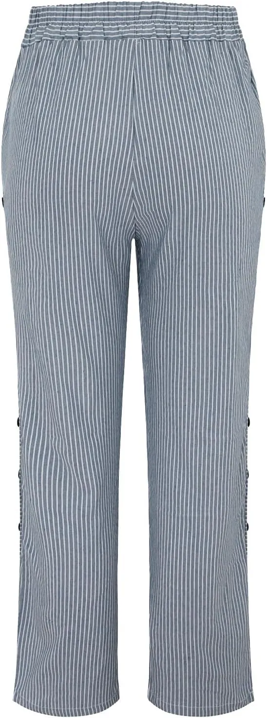 PantalóN De Lino para Mujer Elastic Waistband High Waistband Pocket Pants Linen Pants for Women Pantalon Lino Mujer
