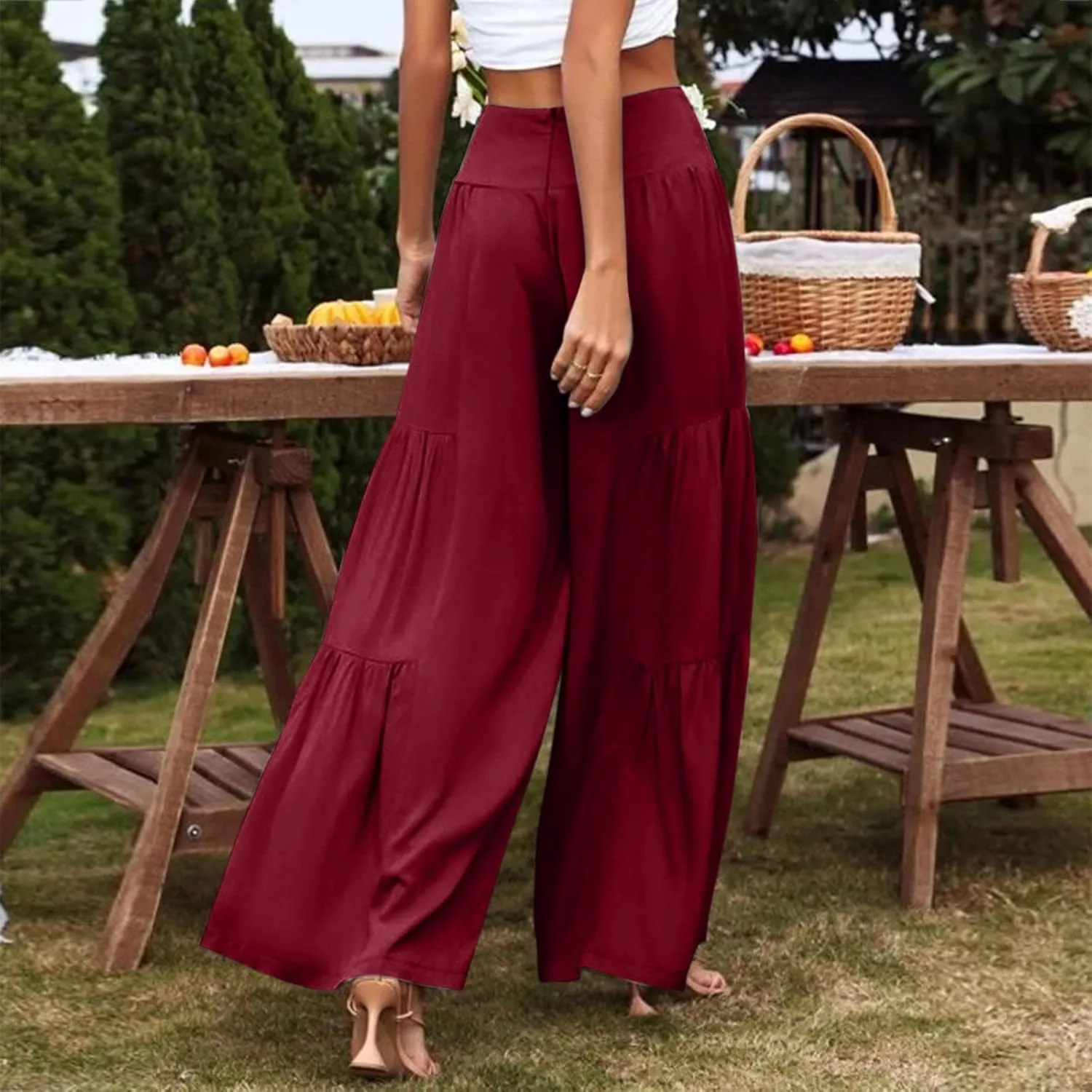 Pants for Women Resort Wear for Women 2025 Wide Leg Pants Ladies Trousers Linen Clothing