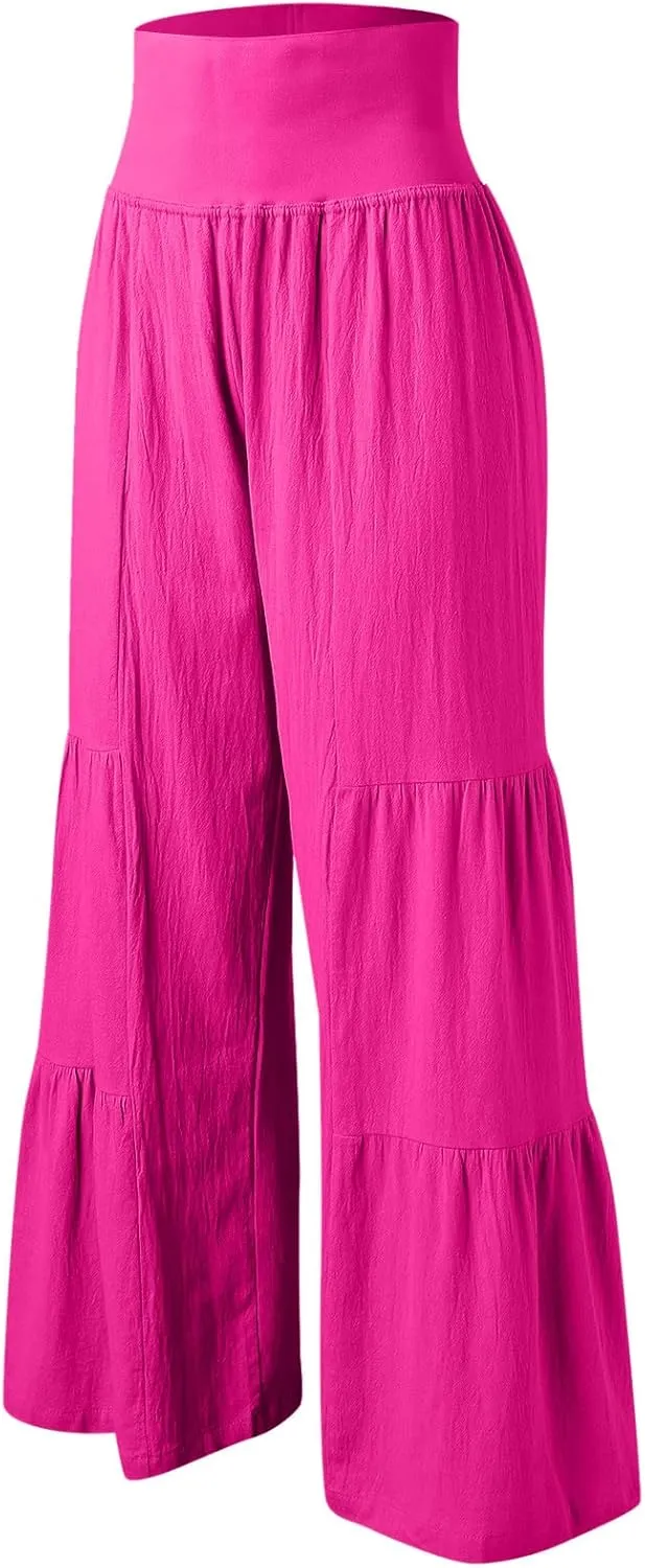 Pants for Women Resort Wear for Women 2025 Wide Leg Pants Ladies Trousers Linen Clothing