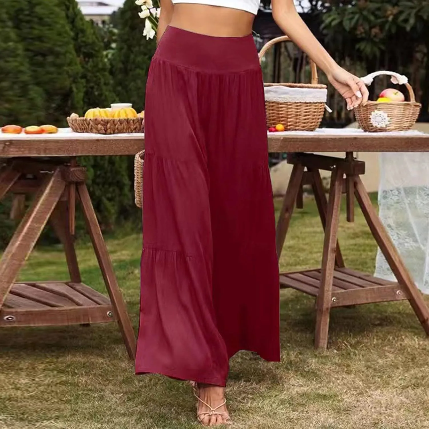 Pants for Women Resort Wear for Women 2025 Wide Leg Pants Ladies Trousers Linen Clothing