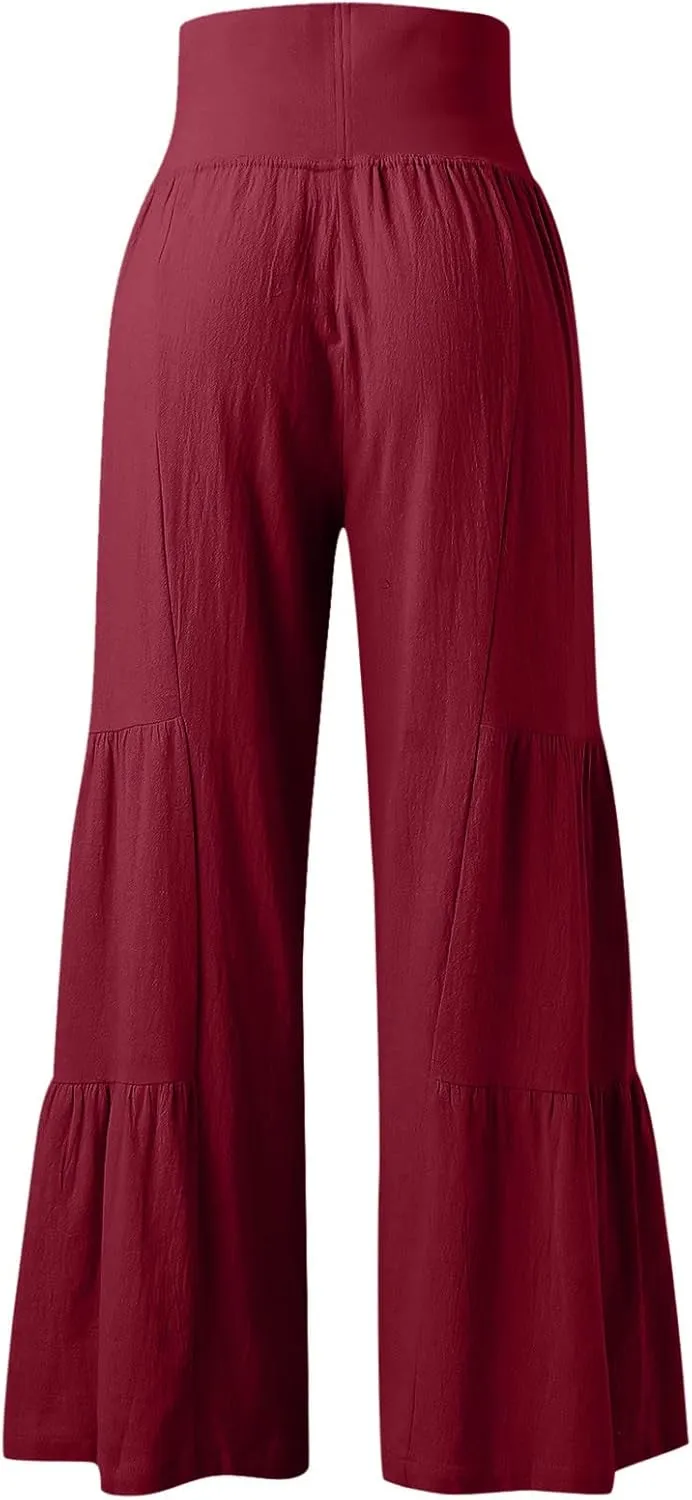 Pants for Women Resort Wear for Women 2025 Wide Leg Pants Ladies Trousers Linen Clothing