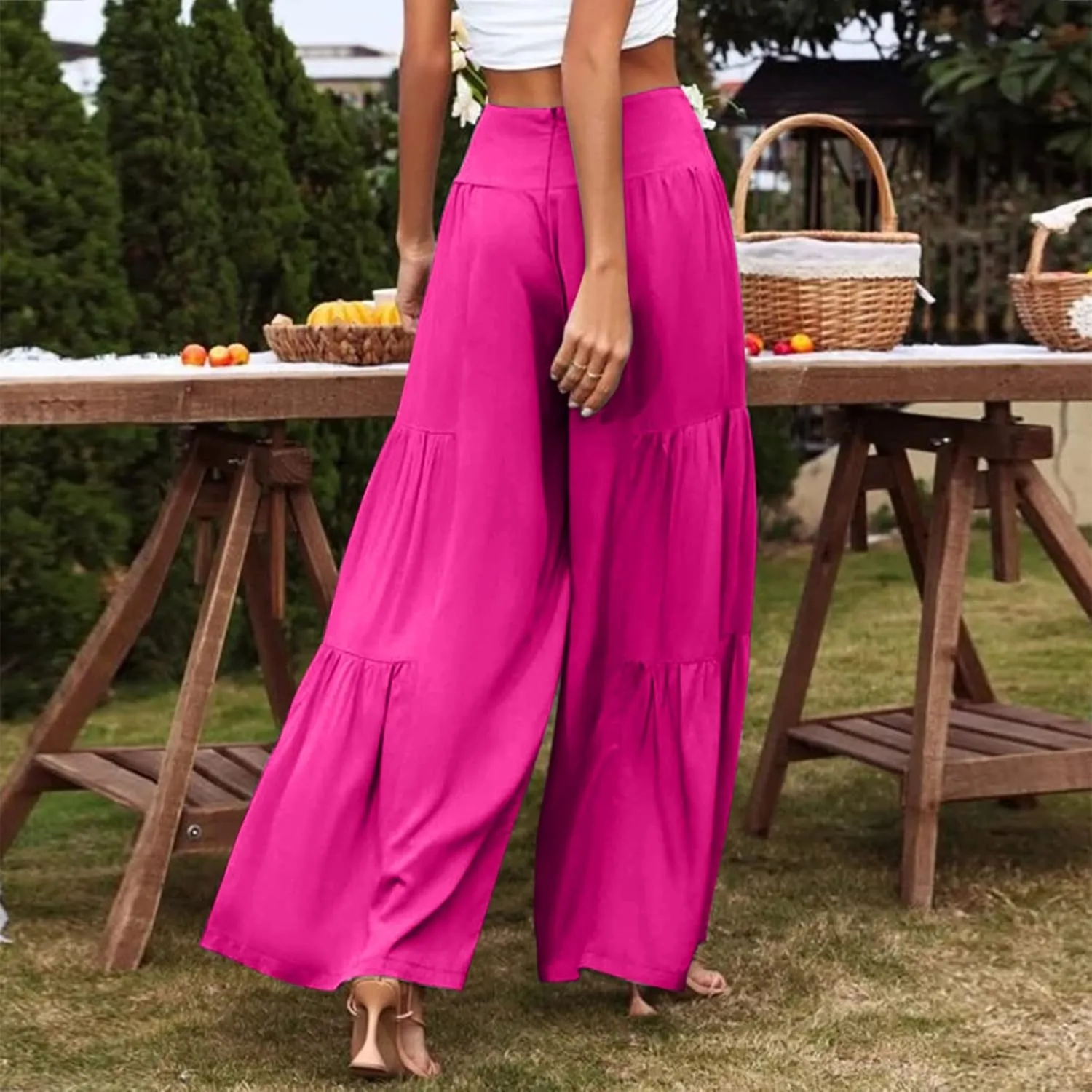 Pants for Women Resort Wear for Women 2025 Wide Leg Pants Ladies Trousers Linen Clothing