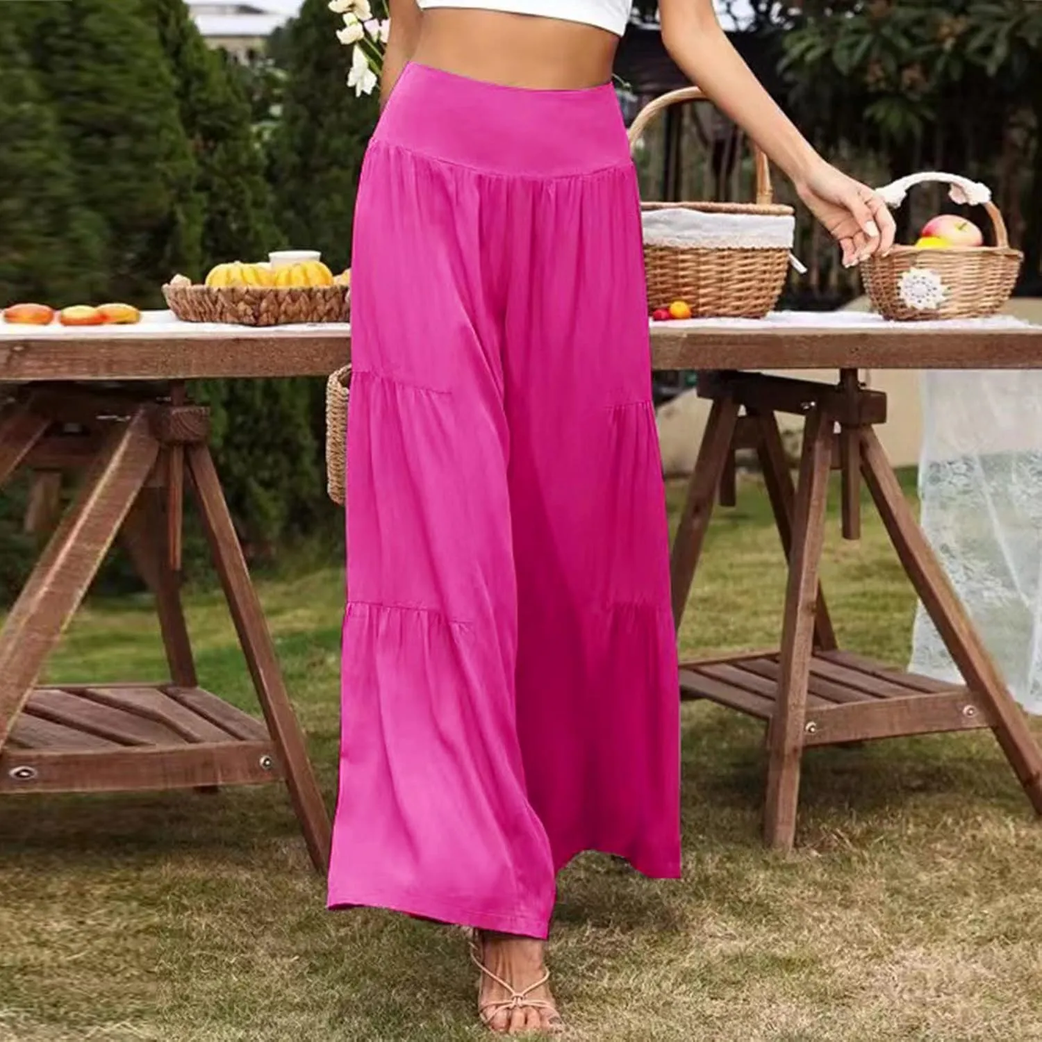 Pants for Women Resort Wear for Women 2025 Wide Leg Pants Ladies Trousers Linen Clothing
