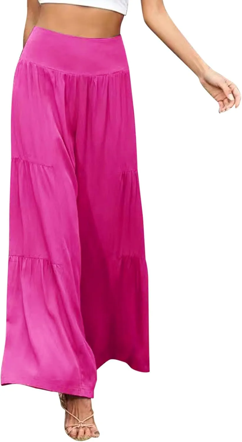 Pants for Women Resort Wear for Women 2025 Wide Leg Pants Ladies Trousers Linen Clothing