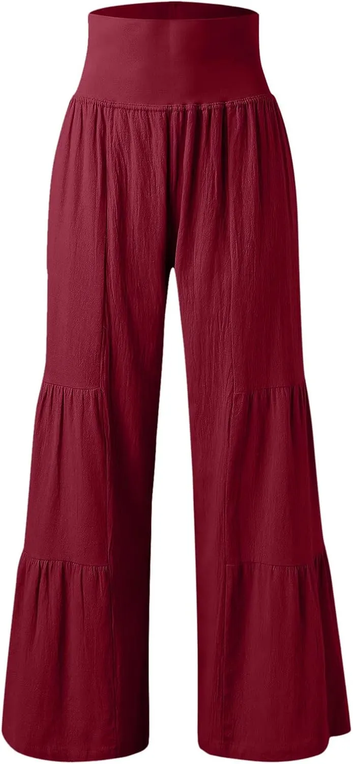 Pants for Women Resort Wear for Women 2025 Wide Leg Pants Ladies Trousers Linen Clothing