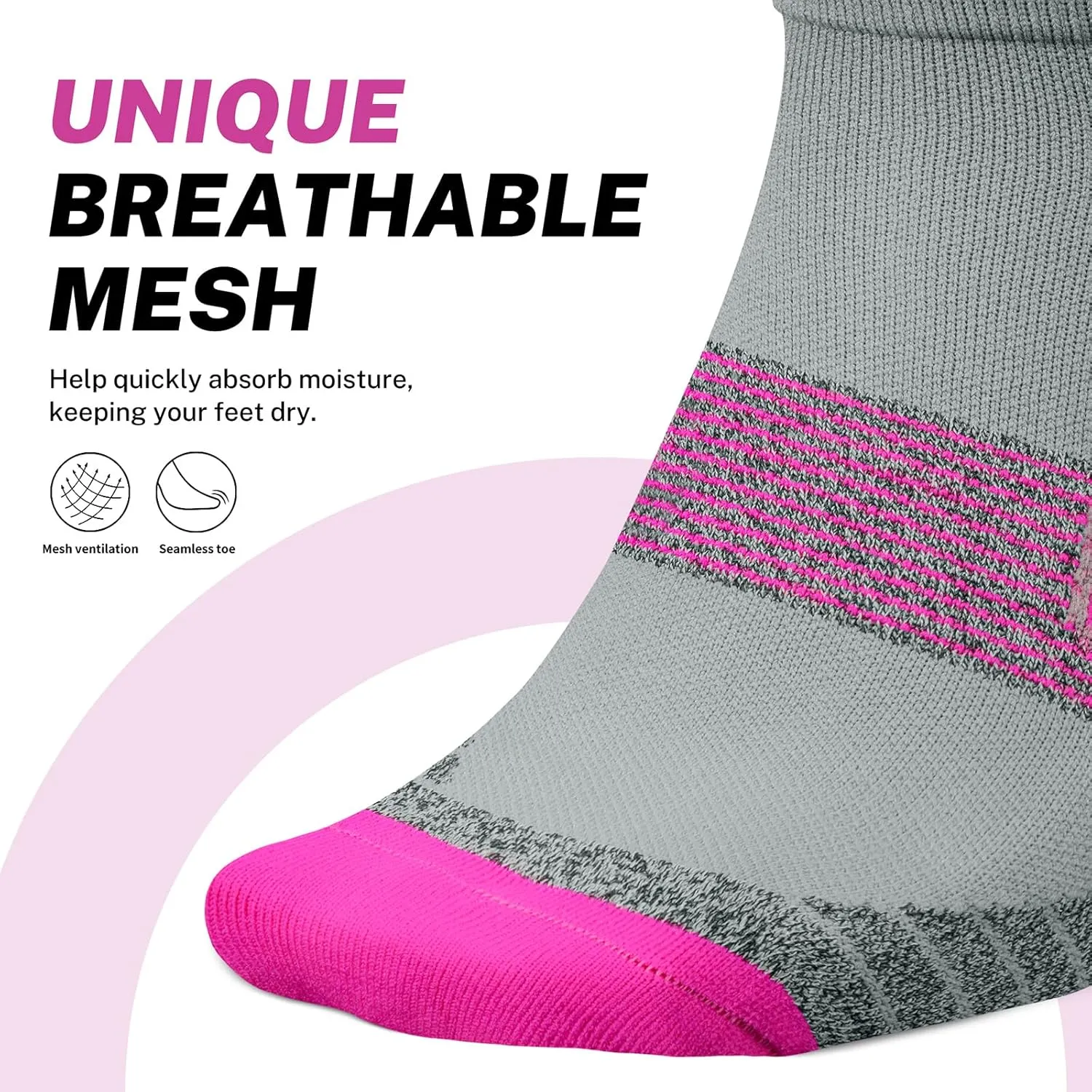 PAPLUS Compression Running Socks Women (6 Pairs), Ankle Athletic Socks Low Cut with Arch Support