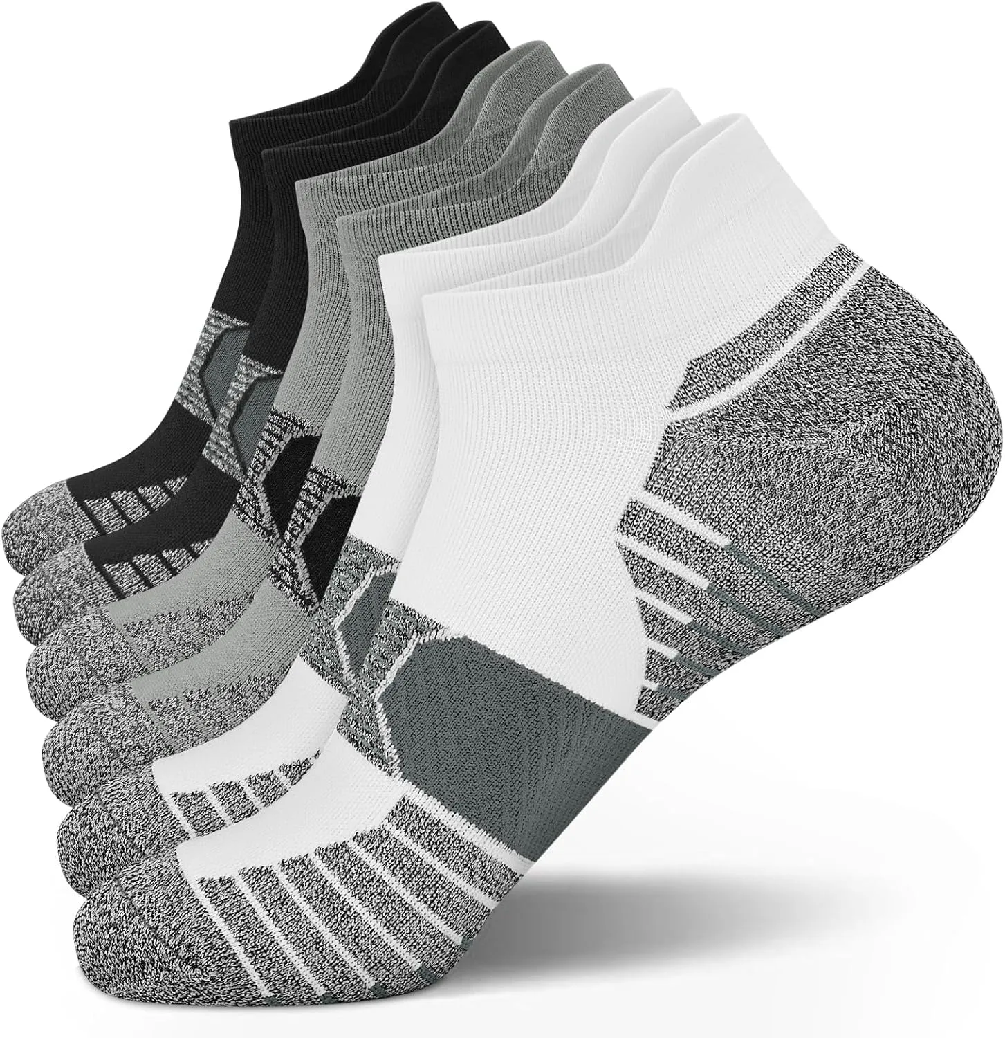 PAPLUS Compression Running Socks Women (6 Pairs), Ankle Athletic Socks Low Cut with Arch Support
