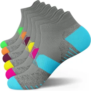 PAPLUS Compression Running Socks Women (6 Pairs), Ankle Athletic Socks Low Cut with Arch Support