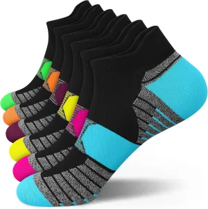 PAPLUS Compression Running Socks Women (6 Pairs), Ankle Athletic Socks Low Cut with Arch Support