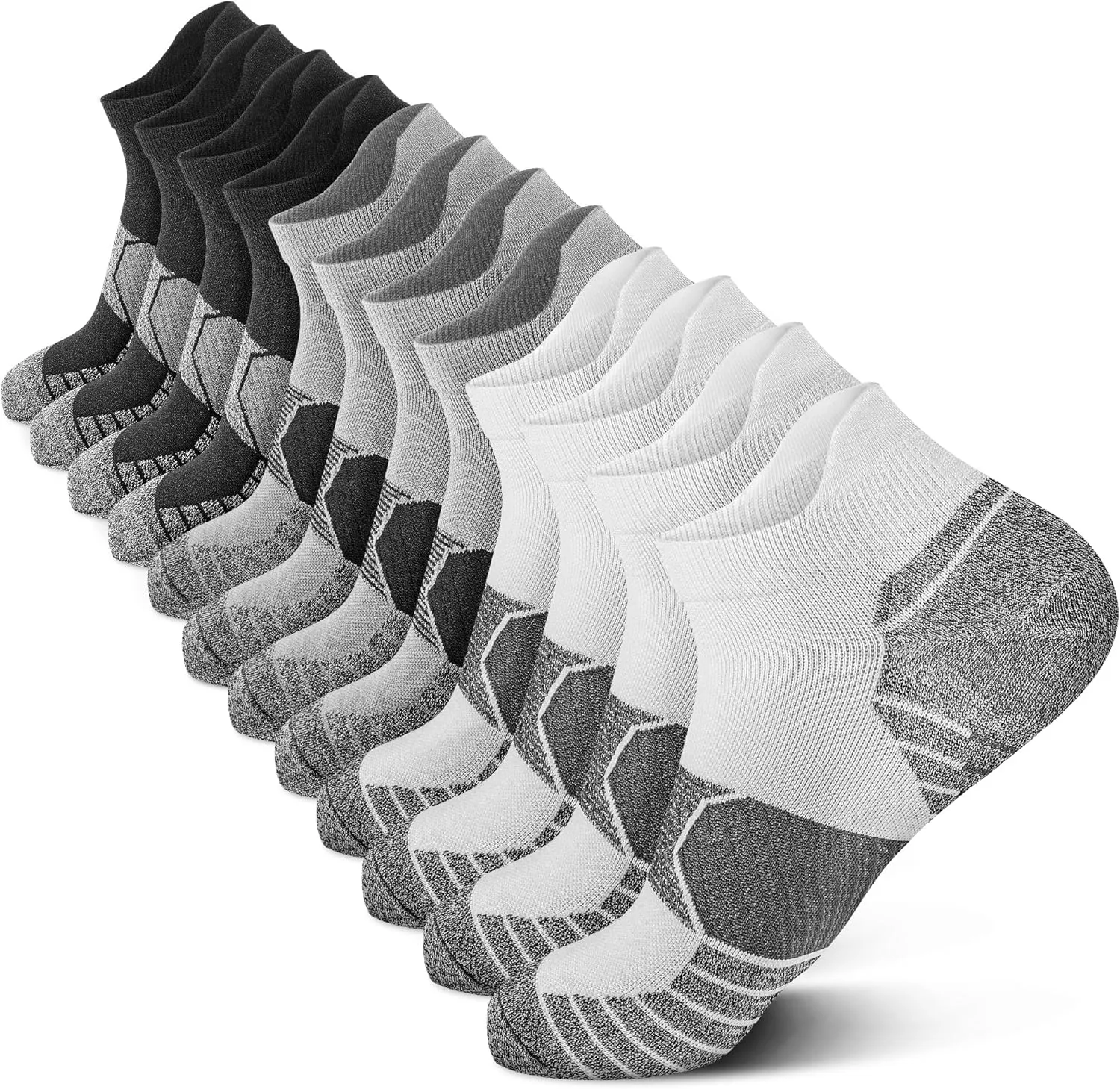 PAPLUS Compression Running Socks Women (6 Pairs), Ankle Athletic Socks Low Cut with Arch Support