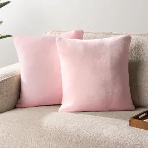 PAVILIA Light Pink Throw Pillow Covers 20x20 Set of 2, Decorative Pillow Cases for Bed Sofa Couch, Boho Aesthetic Accent Decor Cushion Bedroom Living Room, Velvet Square Euro Sham Covers, Blush Pink