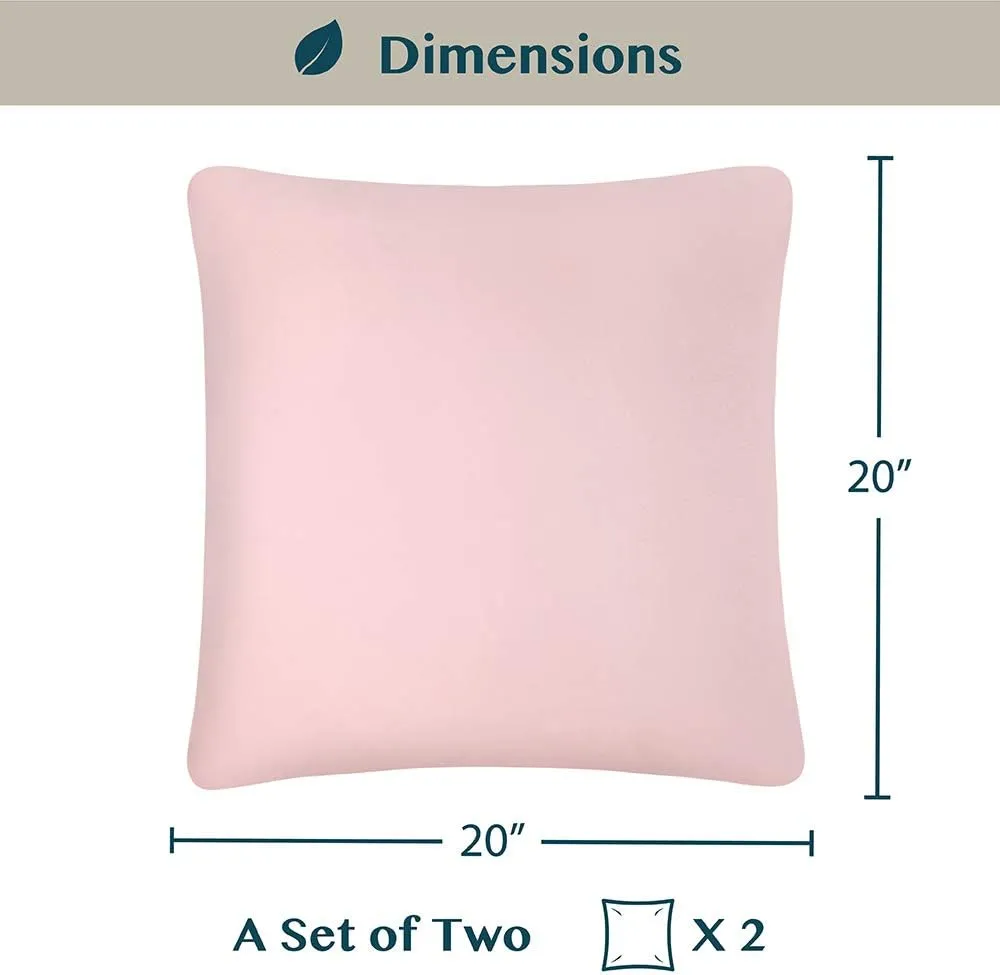 PAVILIA Light Pink Throw Pillow Covers 20x20 Set of 2, Decorative Pillow Cases for Bed Sofa Couch, Boho Aesthetic Accent Decor Cushion Bedroom Living Room, Velvet Square Euro Sham Covers, Blush Pink