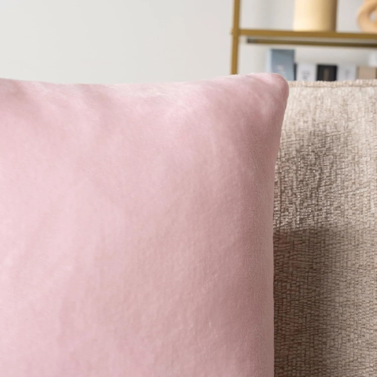 PAVILIA Light Pink Throw Pillow Covers 20x20 Set of 2, Decorative Pillow Cases for Bed Sofa Couch, Boho Aesthetic Accent Decor Cushion Bedroom Living Room, Velvet Square Euro Sham Covers, Blush Pink