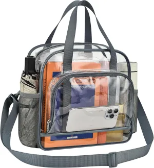 Paxiland Clear Bag for Stadium Events 12x6x12, Clear Tote Bag with Front Pocket and Detachable Strap for Sports Concert Work