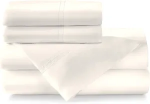 Peacock Alley Lyric Percale Sheet Sets - 500 Thread Count, Made in Italy, Luxury and Comfort - Queen (Ivory)