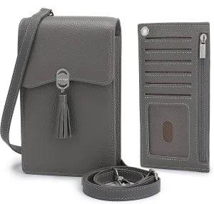 Pearl Angeli Leather Crossbody Cellphone Bag for Women Small Phone Wallet Purse with Shoulder Strap
