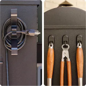 Pellet Smoker Grill Magnetic Hooks Pack & Magnetic Electric Cord Organizer Bundle - Organize Your Pellet Grill Electric Cord And Grilling Utensils