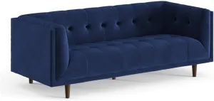 Pemberly Row Mid-Century Contemporary Velvet Sofa in Sapphire