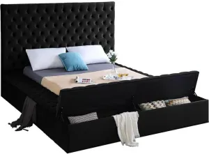 Pemberly Row Modern Solid Wood Tufted Velvet King Bed in Black