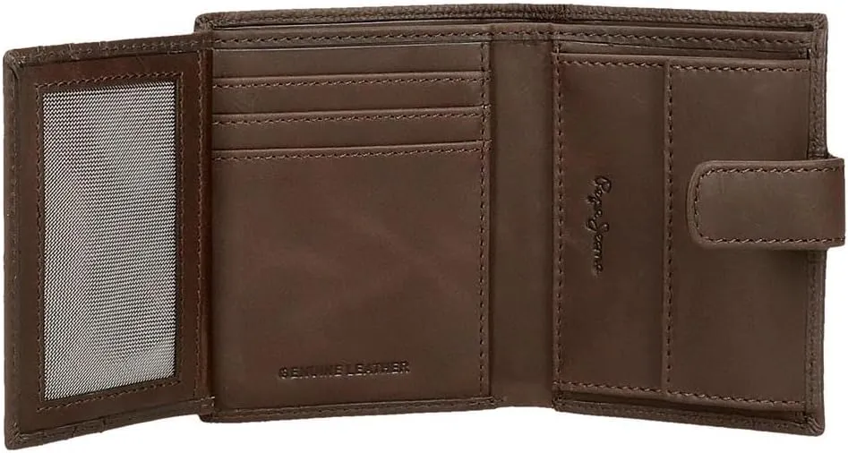 Pepe Jeans Checkbox Vertical Wallet with Click Closure, One Size, Brown, One Size, Vertical wallet with click closure