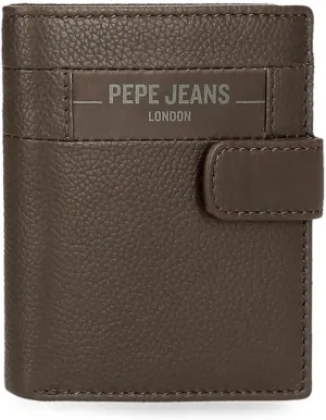 Pepe Jeans Checkbox Vertical Wallet with Click Closure, One Size, Brown, One Size, Vertical wallet with click closure
