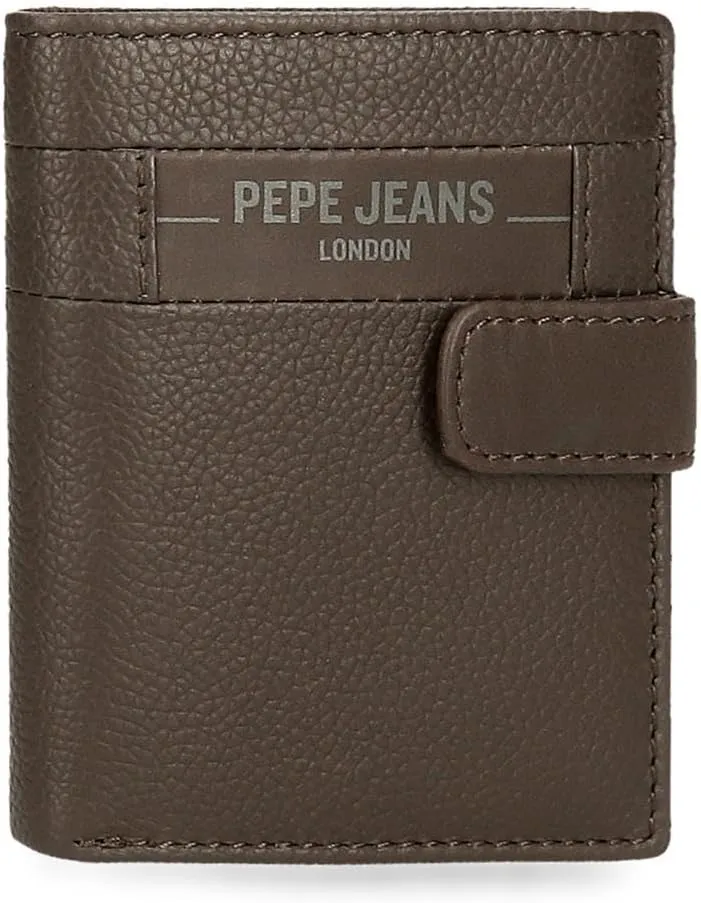 Pepe Jeans Checkbox Vertical Wallet with Click Closure, One Size, Brown, One Size, Vertical wallet with click closure