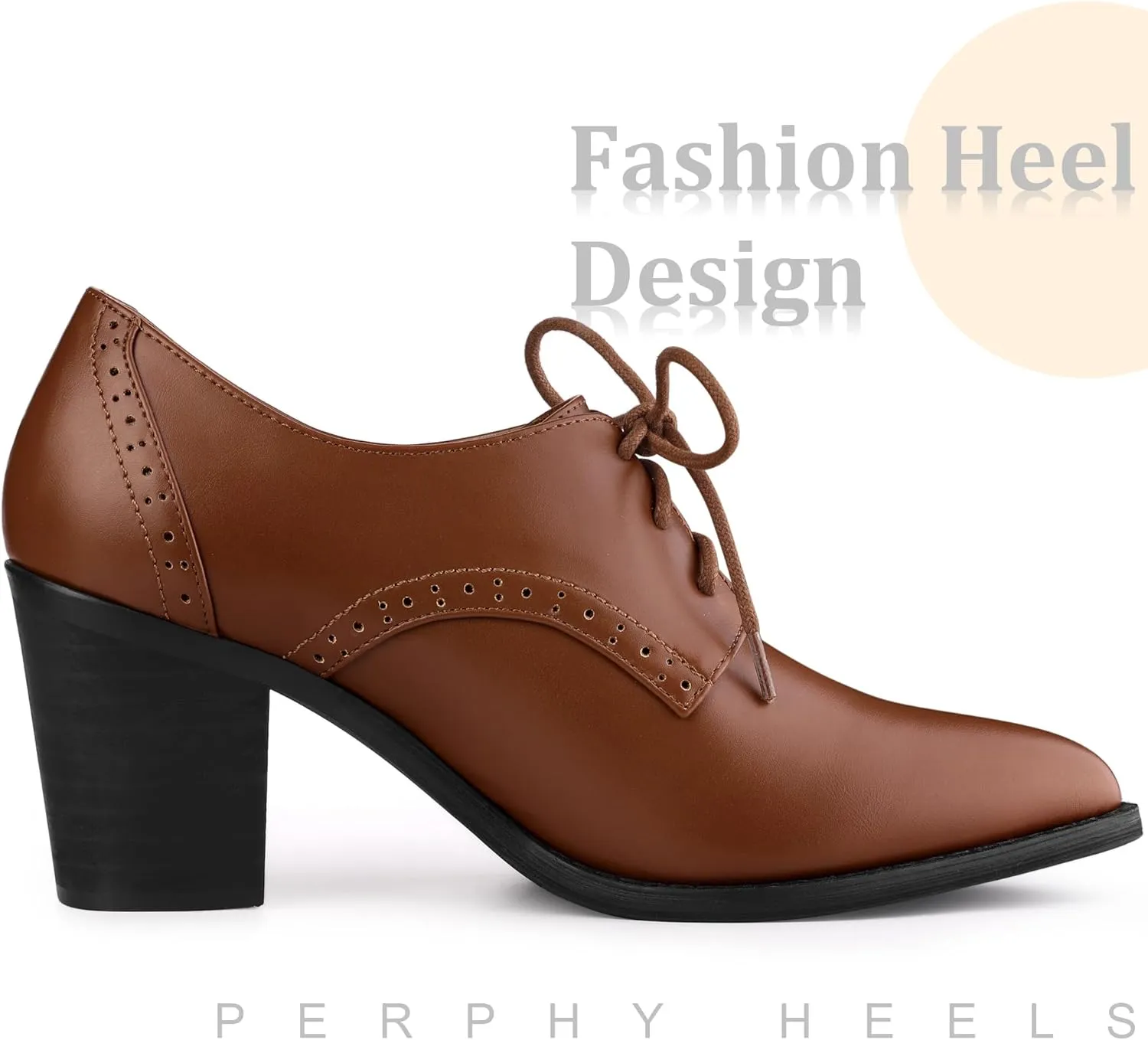 Perphy Pointy Toe Lace Up Block Heels Ankle Booties for Women
