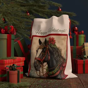 Personalized Christmas Horse Gift Bag, Reusable AP 20"x26" Linen Bag