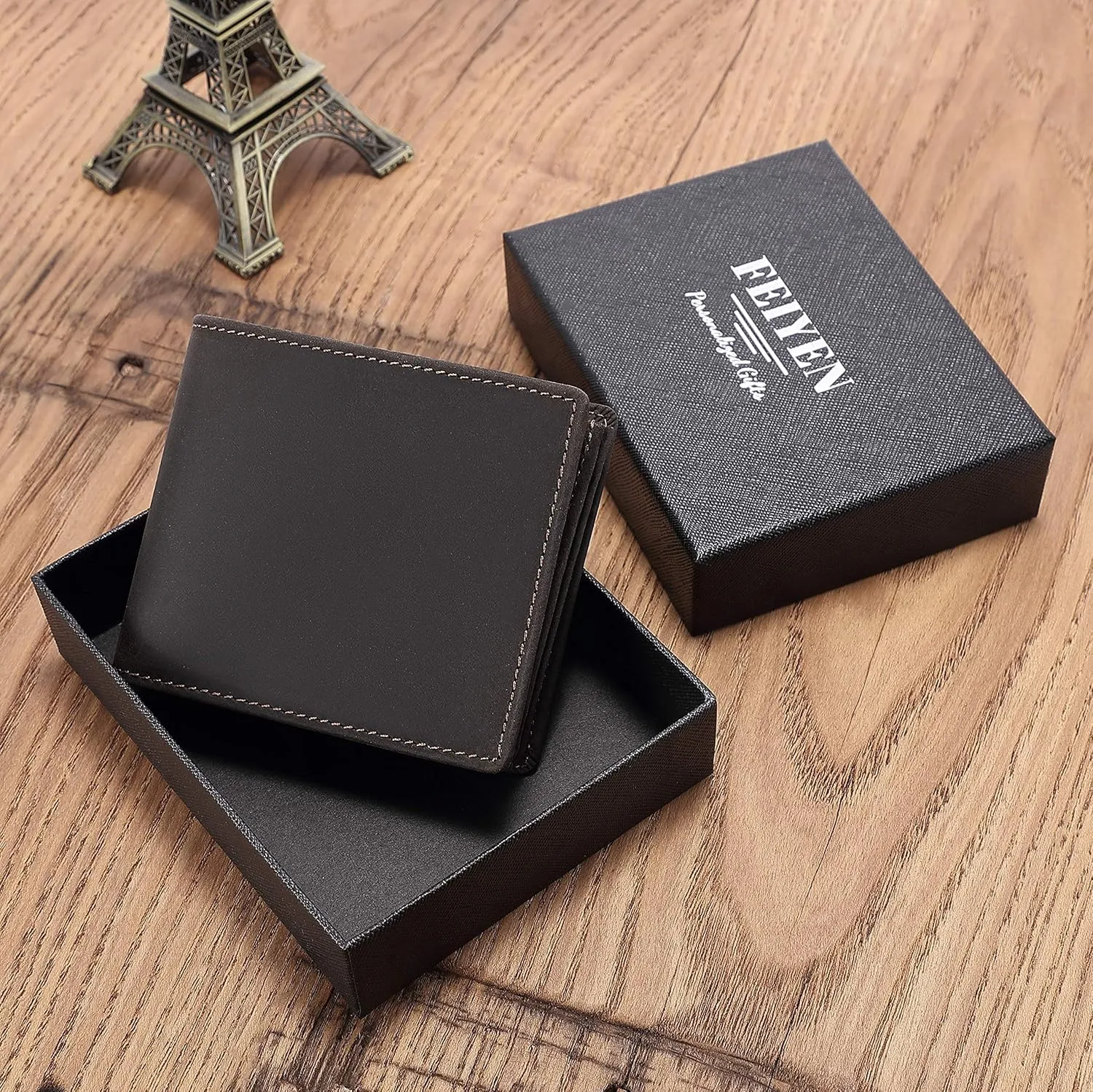 Personalized Engraved Leather Wallet for Dad Son Husband Boyfriend - Perfect for Christmas Anniversary Birthday Fathers Day Valentines Graduation Wedding - Custom Love Message Bifold Wallets for Men