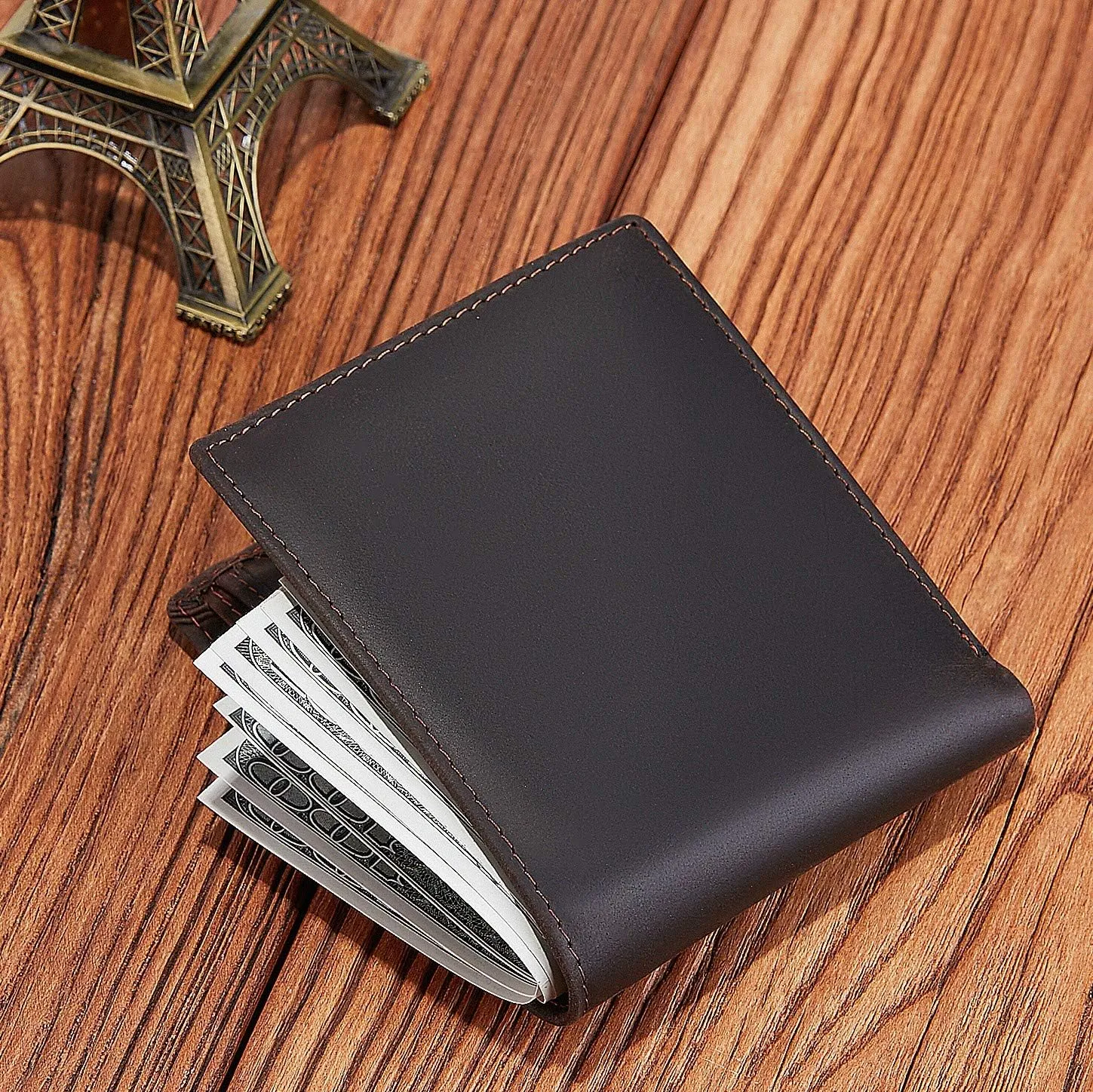 Personalized Engraved Leather Wallet for Dad Son Husband Boyfriend - Perfect for Christmas Anniversary Birthday Fathers Day Valentines Graduation Wedding - Custom Love Message Bifold Wallets for Men