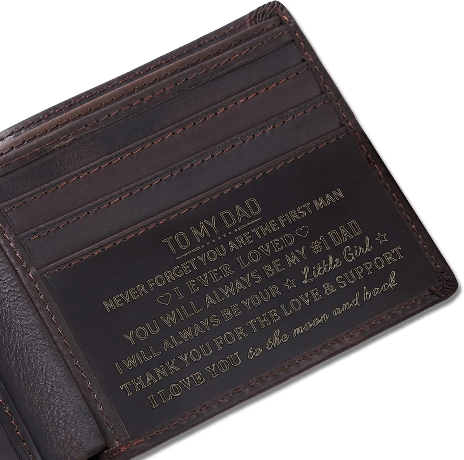 Personalized Engraved Leather Wallet for Dad Son Husband Boyfriend - Perfect for Christmas Anniversary Birthday Fathers Day Valentines Graduation Wedding - Custom Love Message Bifold Wallets for Men