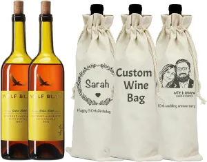 Personalized Wedding Wine Bag, Custom Linen Drawstring Wine Cover, Gift for Wedding Planning, Wedding Officiant, Wedding Host (10 Pack)