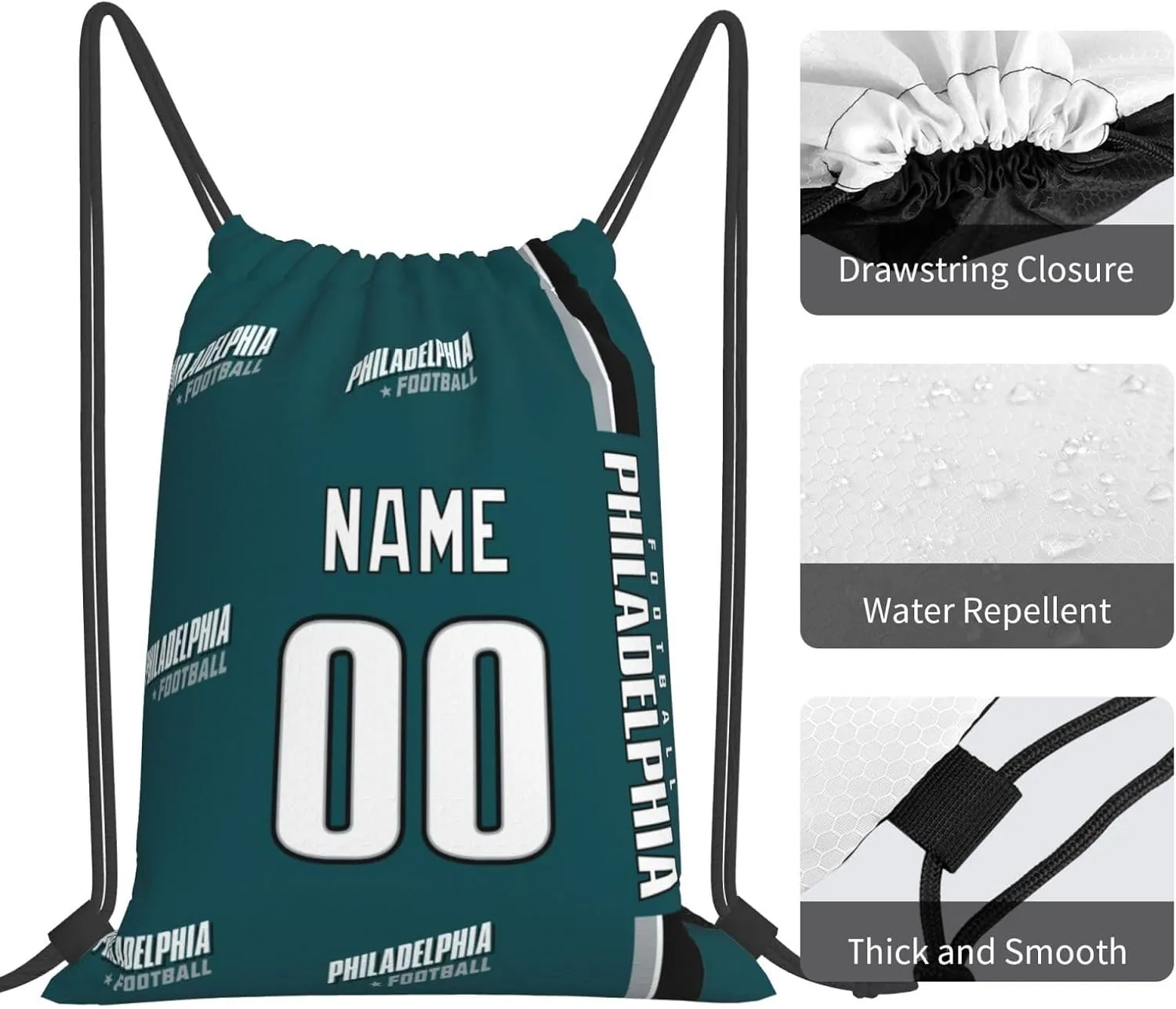 Philadelphia Drawstring Bags Custom Any Name and Number Backpack for Men Youth Boy Gifts
