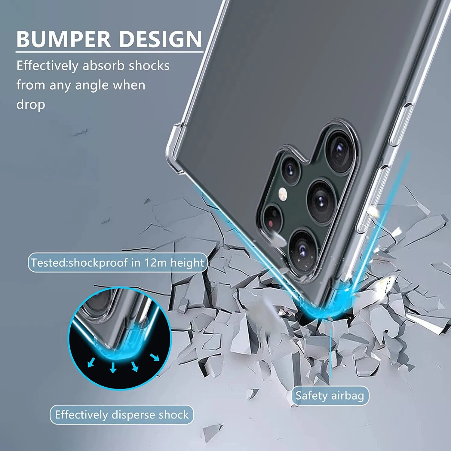 Phone Case Samsung Galaxy S23 Ultra Clear Shockproof Cover Screen Protector