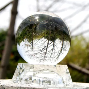 Photography 80mm K9 Crystal Ball with Crystal A Stand for Meditation Divination Healing, Home Decoration, Photography Accessory