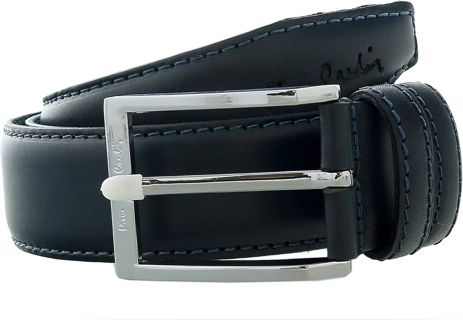 Pierre Cardin Navy Blue Smooth Classic D-Ring Adjustable Belt Adjustable Mens Belt-32 for Mens