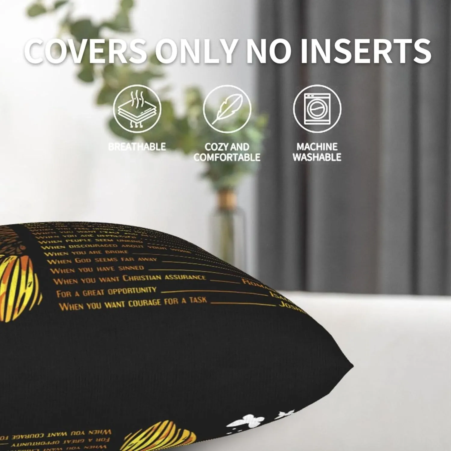 Pillowcase Set of 2 Bible Verse Quotes with Sunflowers Throw Pillow Covers Shells for Couch Office Bedroom Home Decoration, 18"X18"