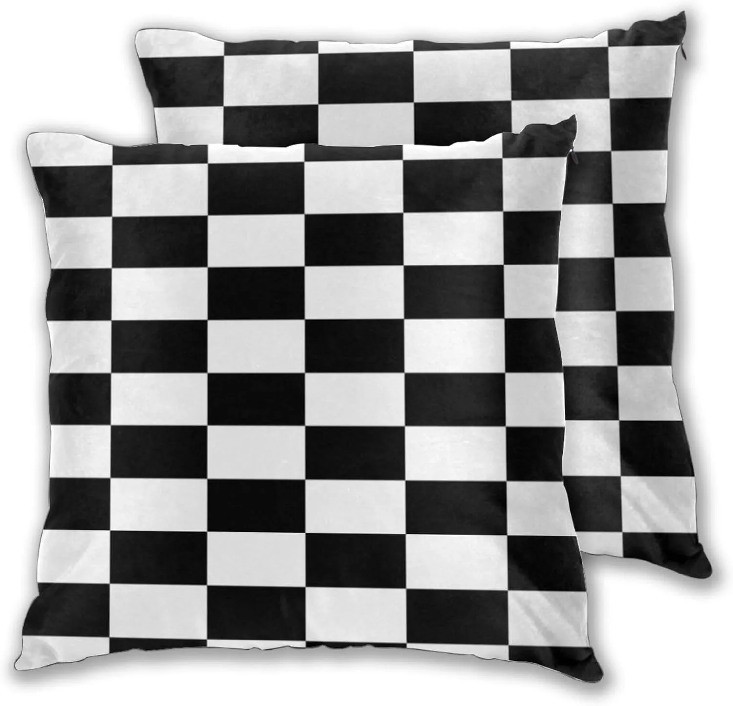 Pillowcase Set of 2 Black and White Checkered Pattern Throw Pillow Covers Shells for Couch Office Bedroom Home Decoration, 18" X 18"