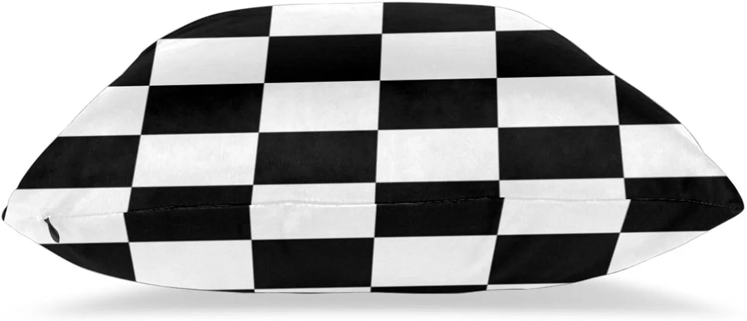 Pillowcase Set of 2 Black and White Checkered Pattern Throw Pillow Covers Shells for Couch Office Bedroom Home Decoration, 18" X 18"