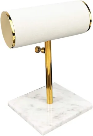 Pistro Velvet Marble Plinth Jewelry Display Stand Bracelet Watch Holder Organizer Adjustable Height White