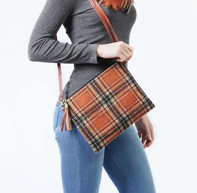 Plaid convertible crossbody/handbag/purse/clutch
