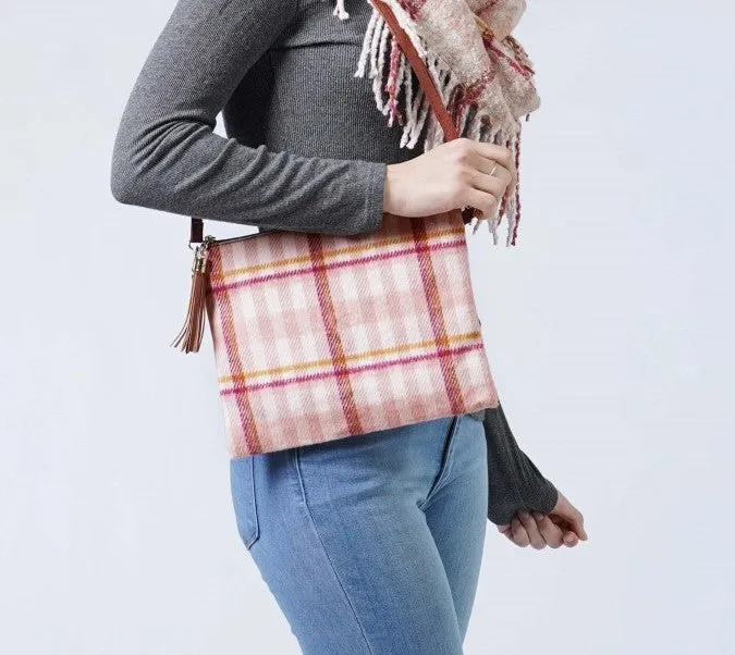 Plaid convertible crossbody/handbag/purse/clutch