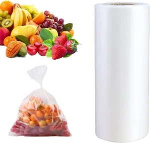 Plastic Produce Bag, Clear Food Storage Bags for Fruits, Vegetables, 12 X 20 Inches on a Roll, 350 Bags/Roll