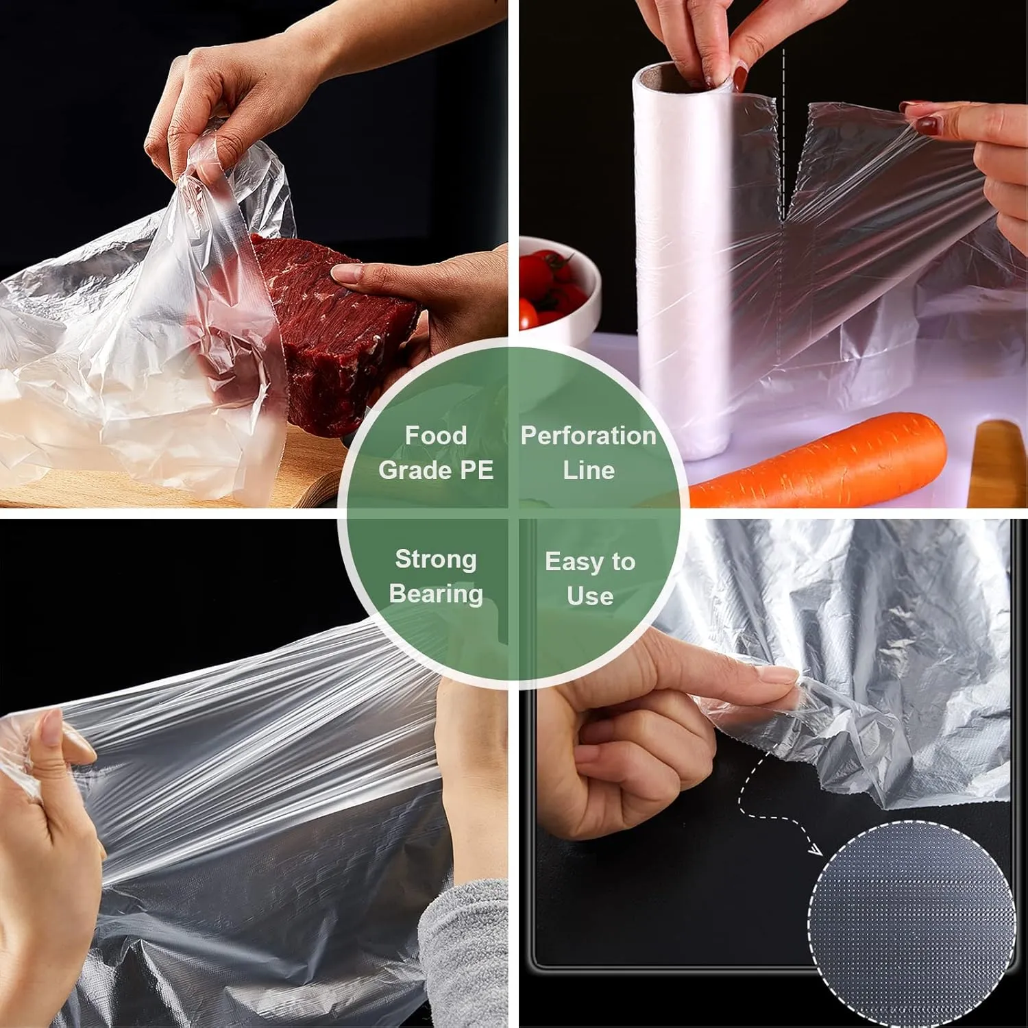 Plastic Produce Bag, Clear Food Storage Bags for Fruits, Vegetables, 12 X 20 Inches on a Roll, 350 Bags/Roll
