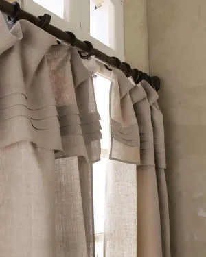 Pleated top Linen Rod Pocket Window Curtain Panel (Natural, 52" W X 120" L)
