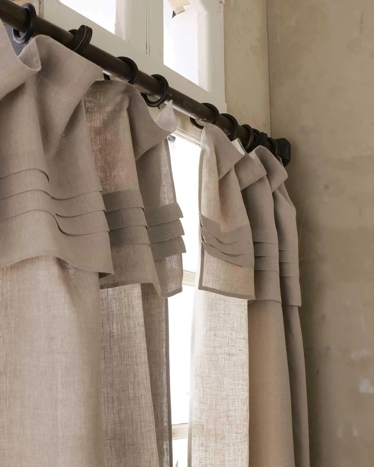 Pleated top Linen Rod Pocket Window Curtain Panel (Natural, 52" W X 120" L)