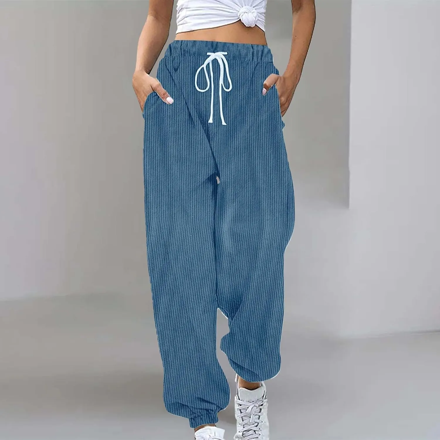 Plus Size Joggers Pants for Women Soft Lounge Sweatpants Casual Loose Comfy Pajama Drawstring Pant with Pocket