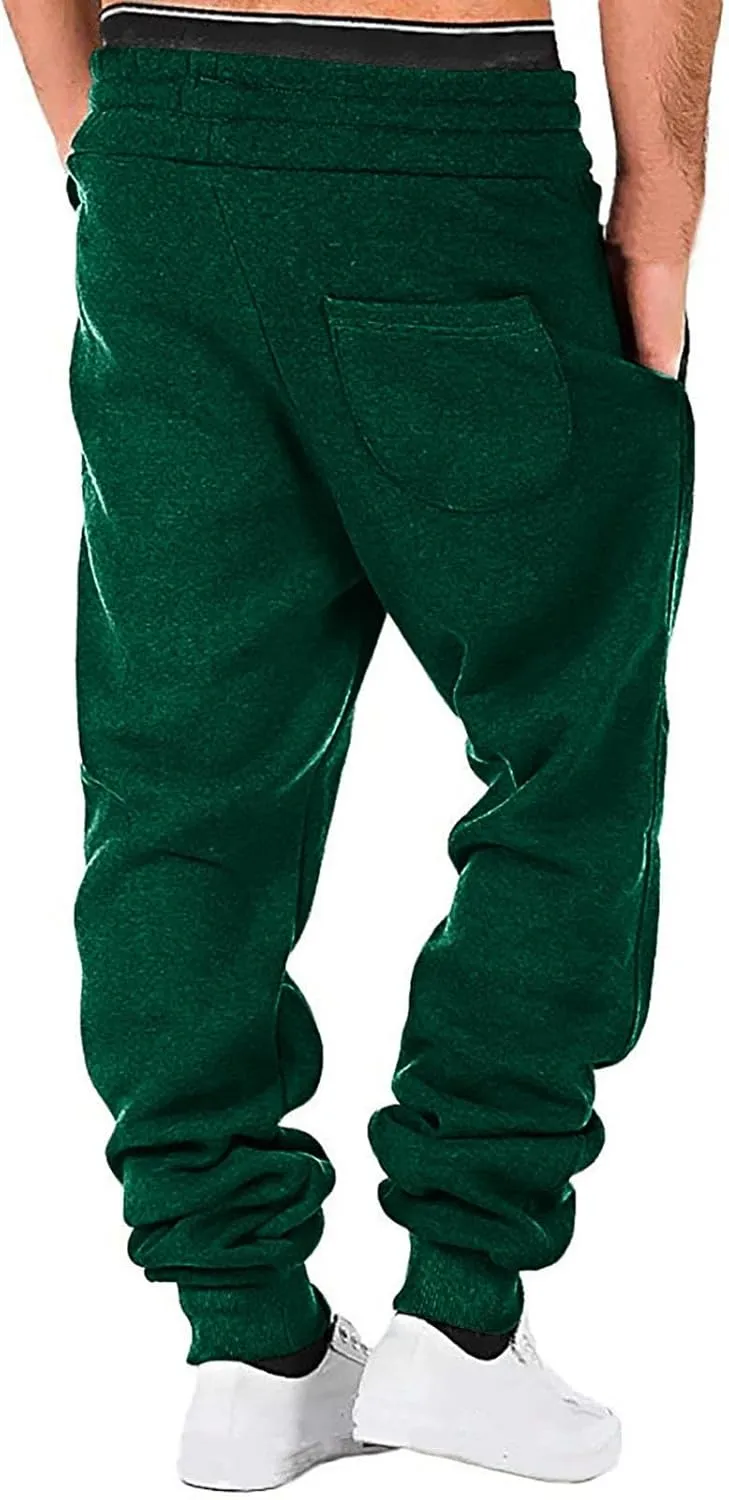 Plus Size Pants Mens Sports Workout Sweatpants Hiking Comfy Pants Belted Foot Drawstring Pants Fashion Fall Pants