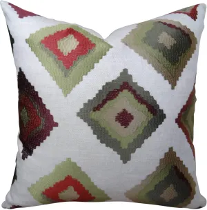 Plutus Brands Plutus Earth Native-Trail Handmade Throw Pillow, 24" x 24", White/Green/Red