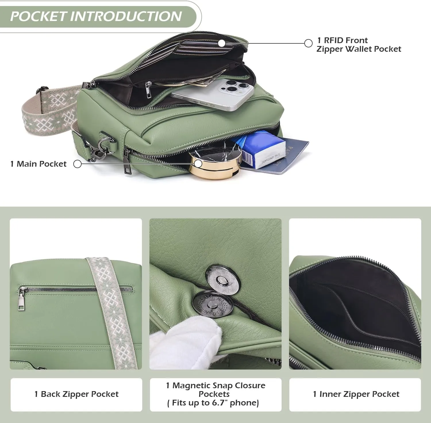 POIUGOYA Crossbody Purses for Women Trendy,Vegan Leather Medium Crossbody Bag,Women's Crossbody Travel Purse Built in Wallet